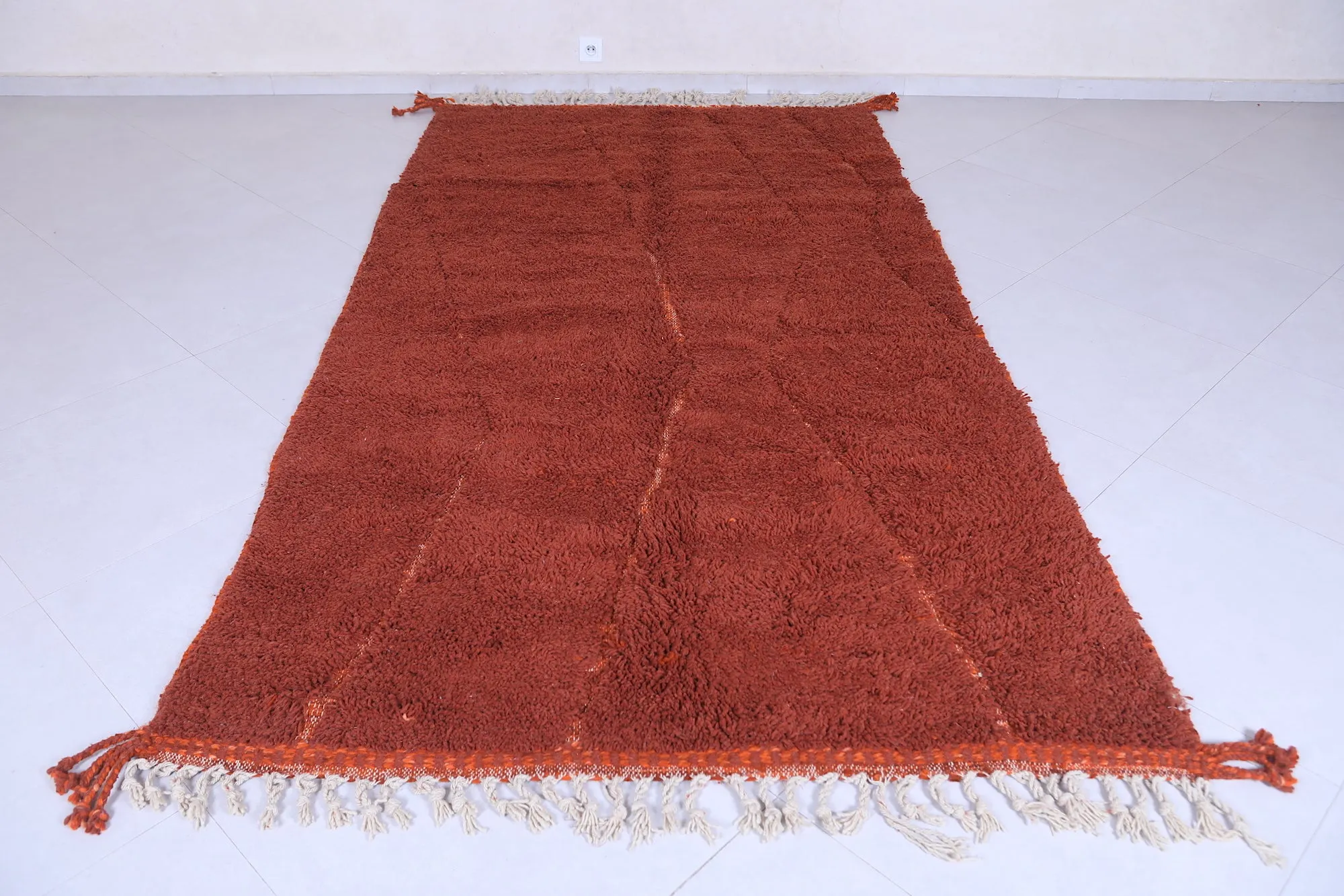 Berber Beni Ourain Rug - 5.1x9.7 FT | Vintage Brown Moroccan Carpet