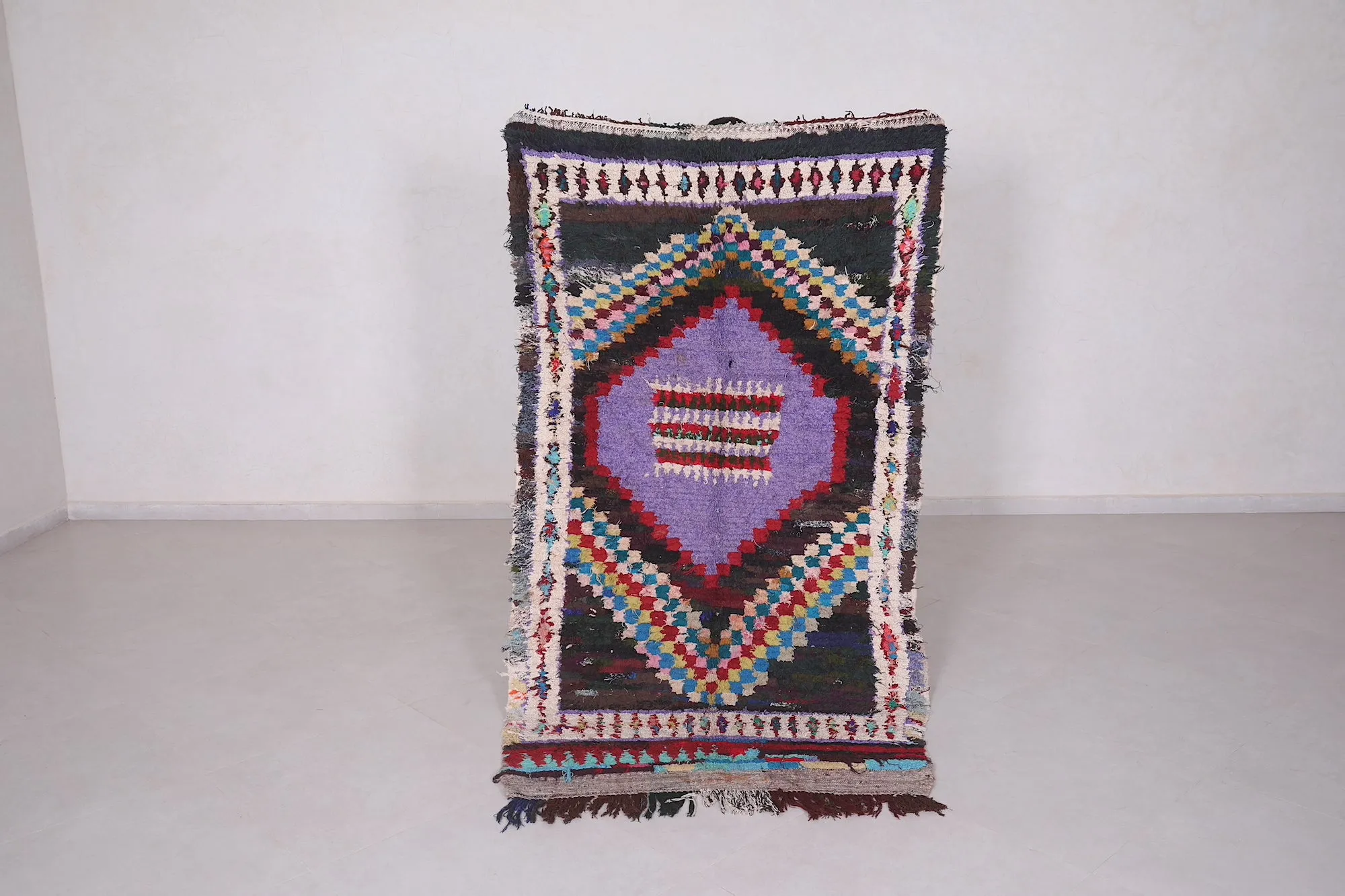 Berber Boucherouite Rug 3.8 x 6.9 Feet - Vibrant Handmade Moroccan Art