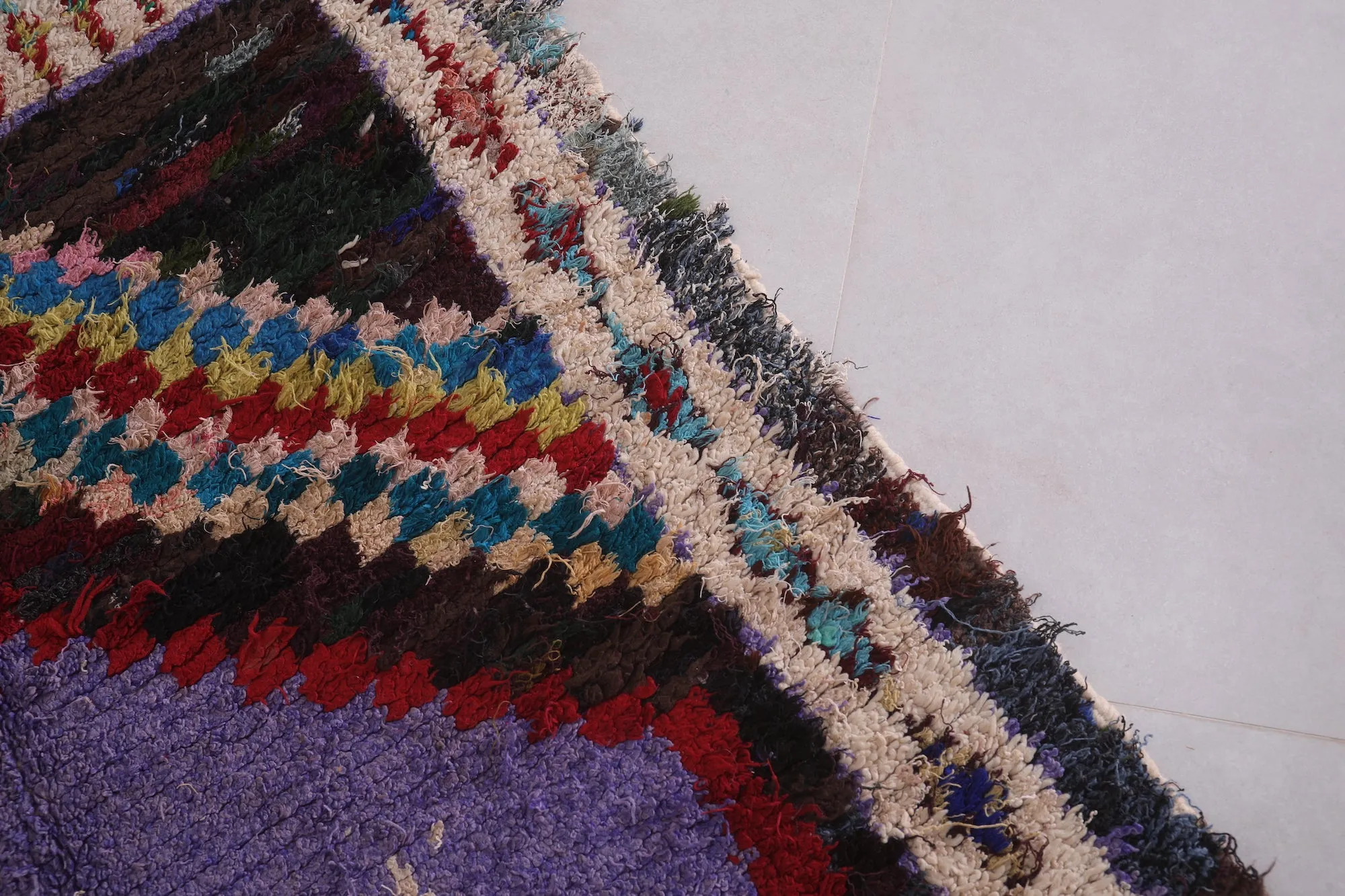 Berber Boucherouite Rug 3.8 x 6.9 Feet - Vibrant Handmade Moroccan Art
