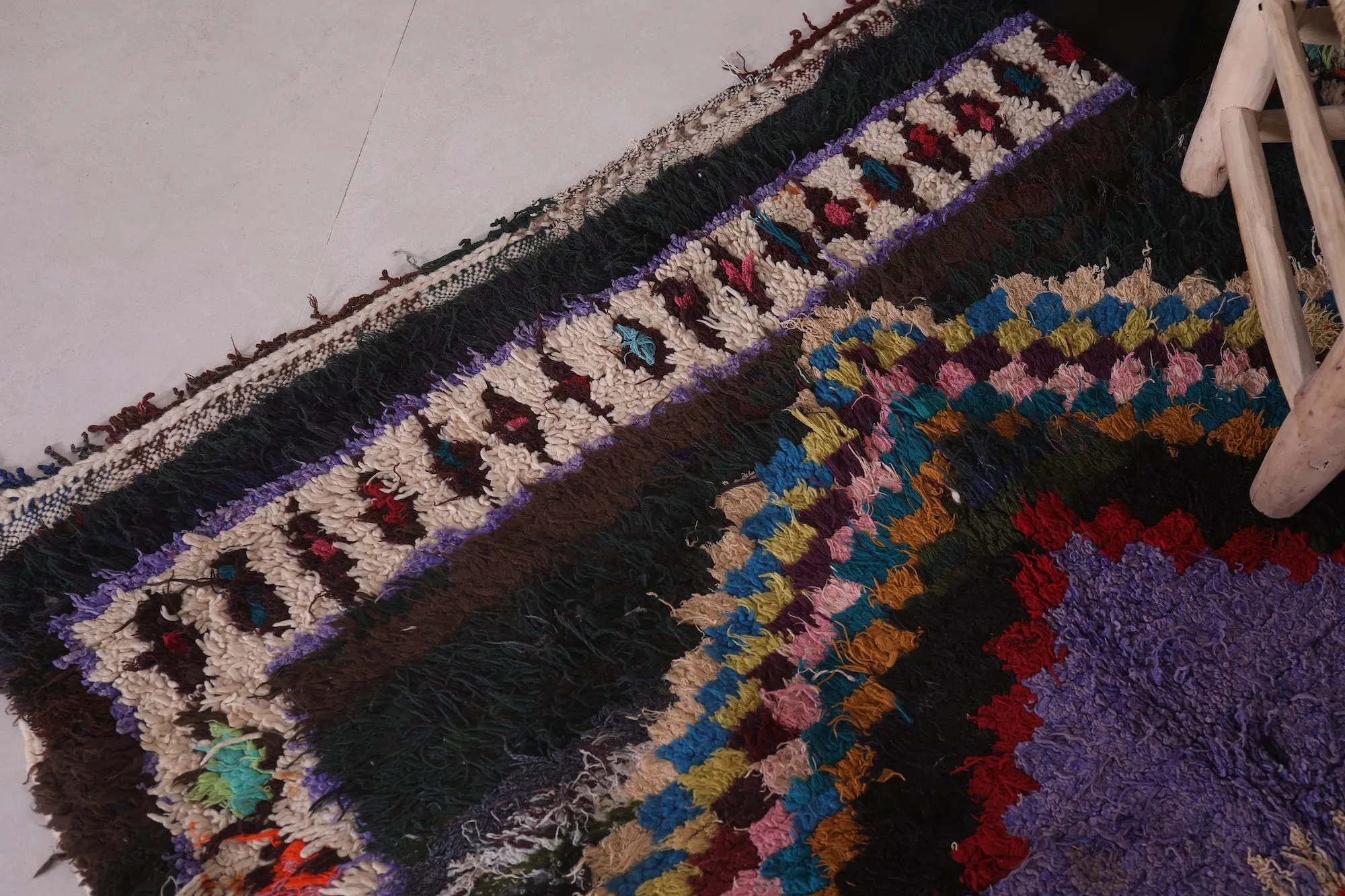 Berber Boucherouite Rug 3.8 x 6.9 Feet - Vibrant Handmade Moroccan Art