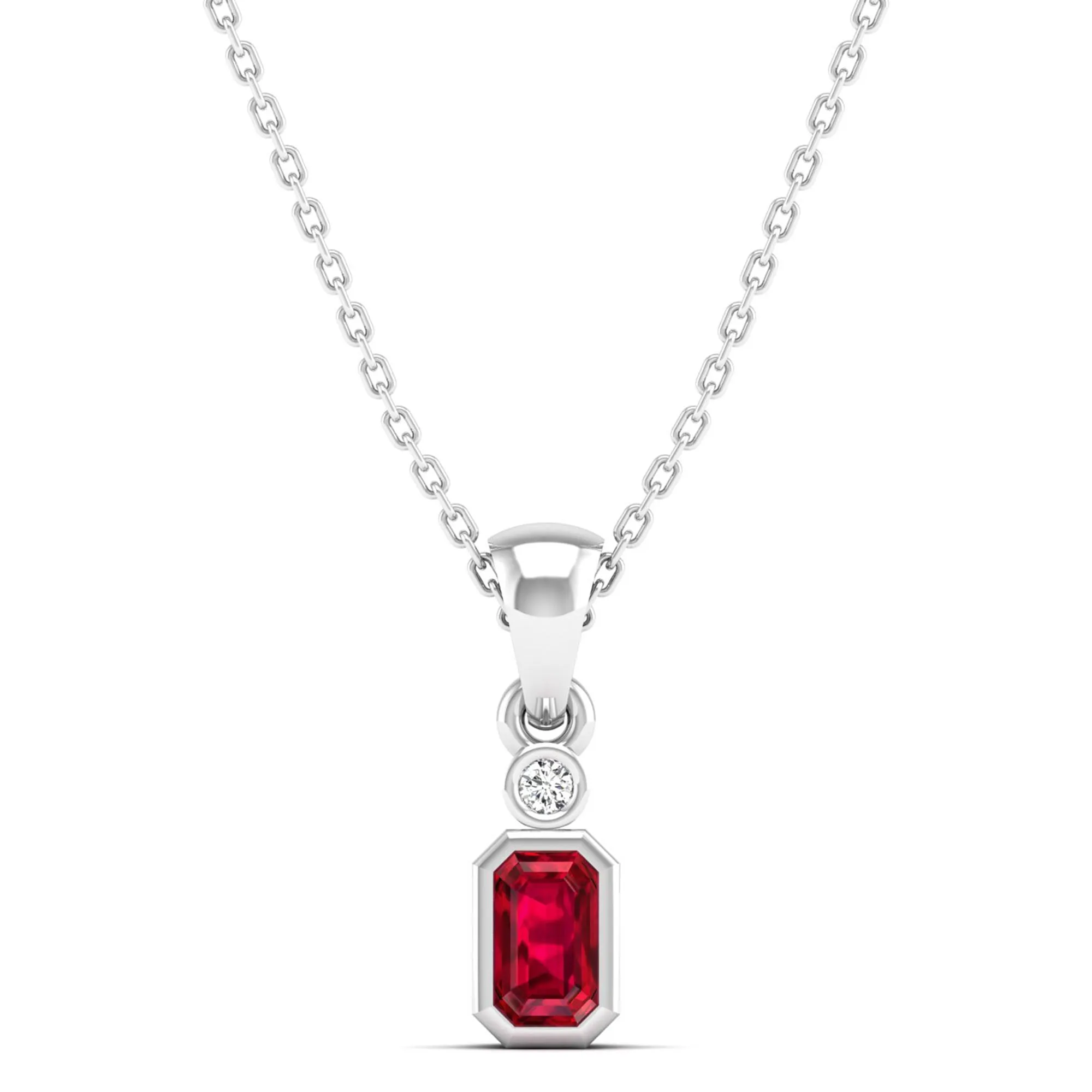 Bezel-Set Ruby and Diamond Petite Pendant
