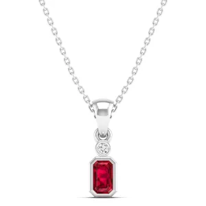 Bezel-Set Ruby and Diamond Petite Pendant