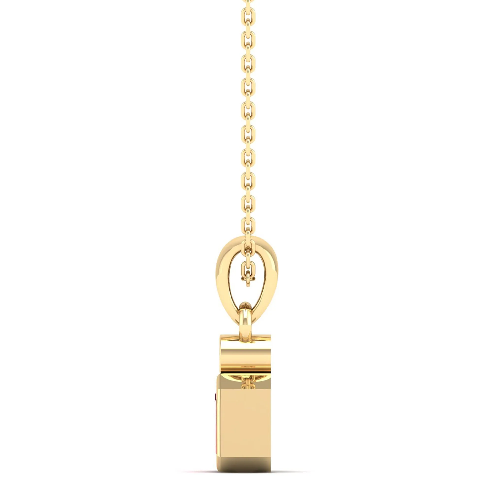 Bezel-Set Ruby and Diamond Petite Pendant