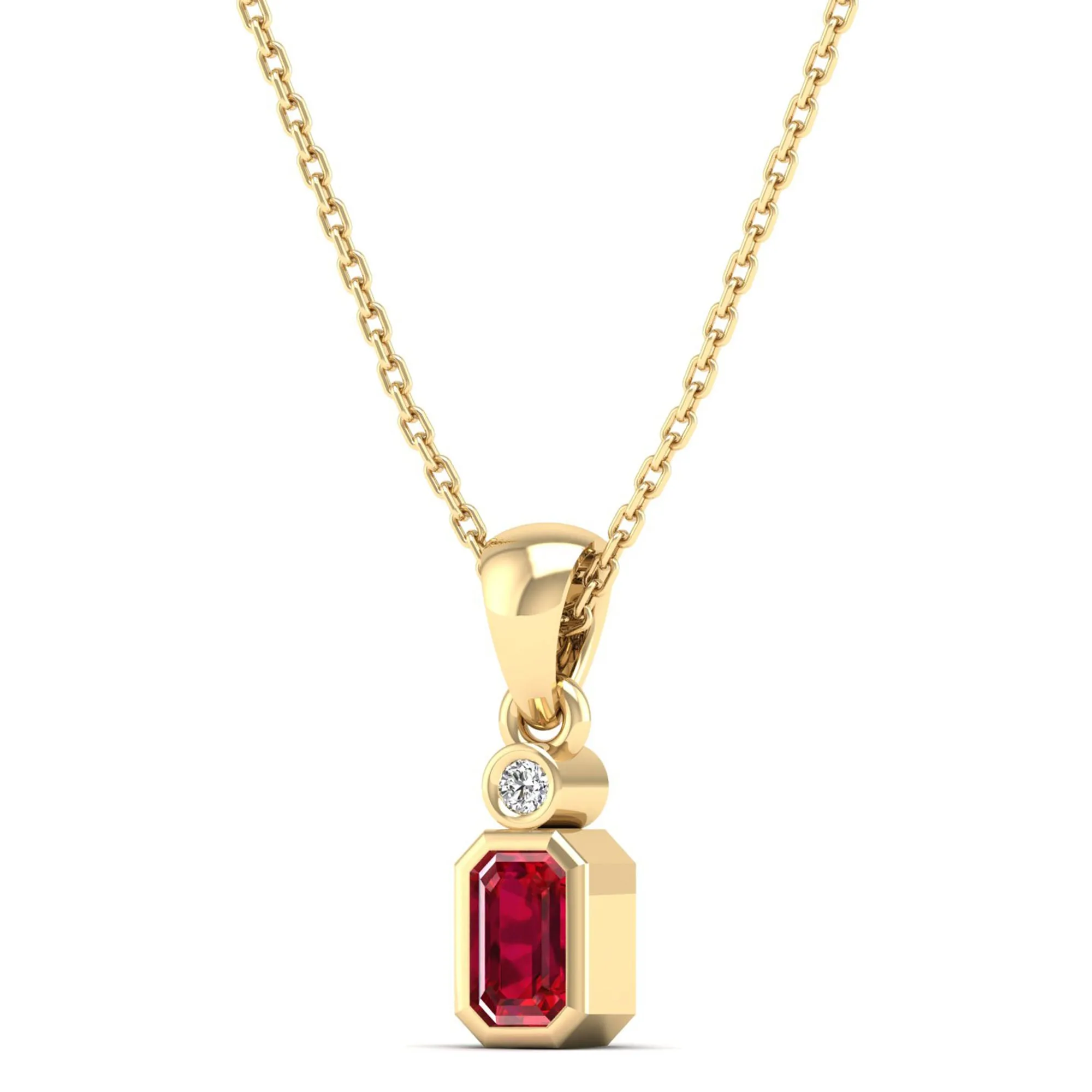 Bezel-Set Ruby and Diamond Petite Pendant