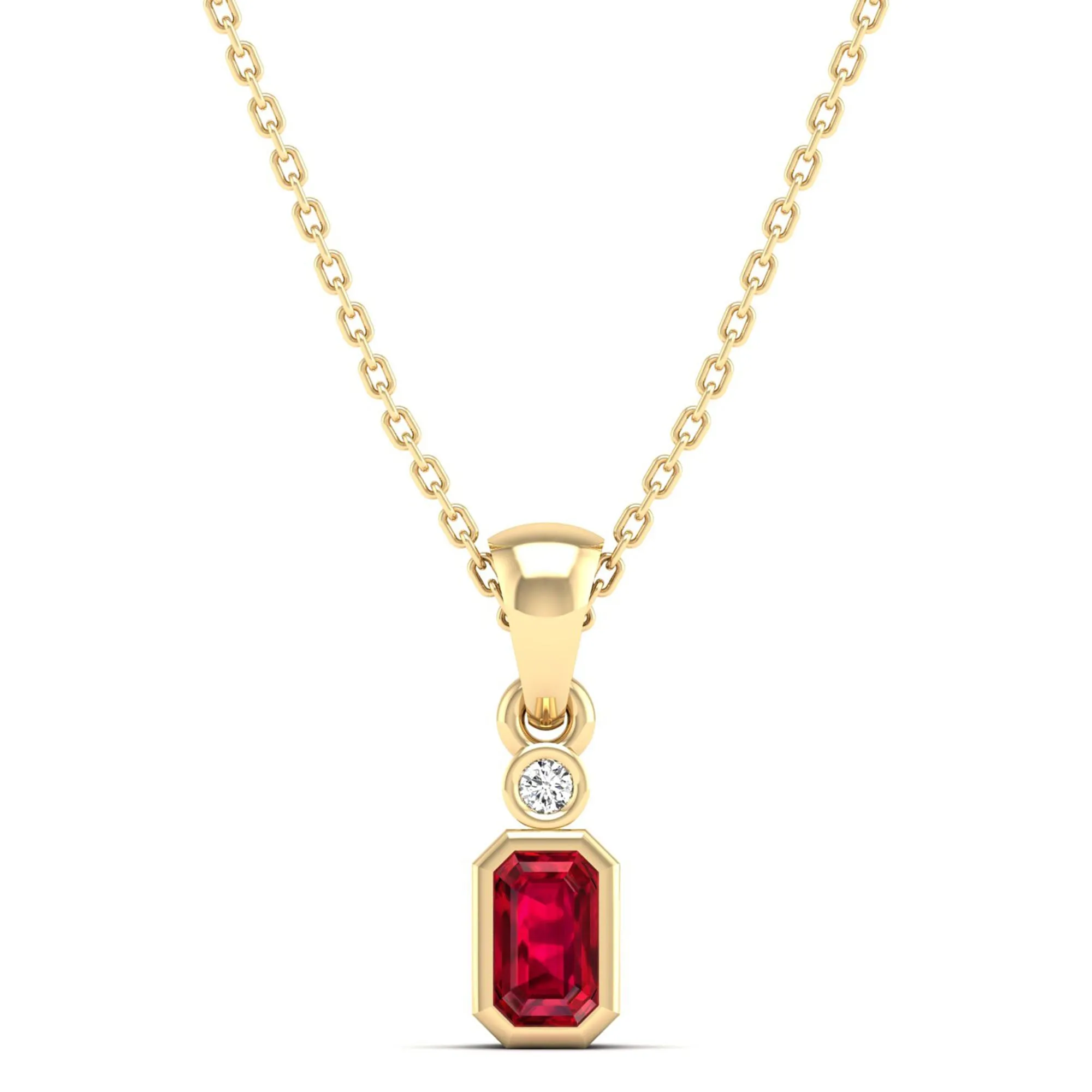 Bezel-Set Ruby and Diamond Petite Pendant
