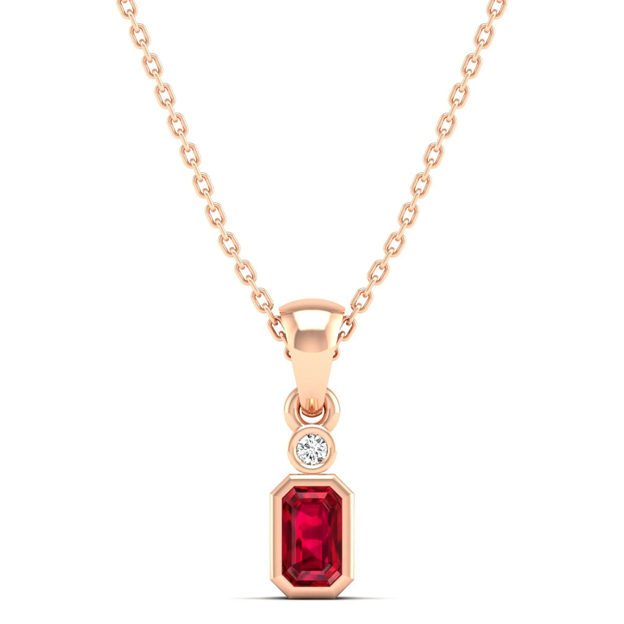 Bezel-Set Ruby and Diamond Petite Pendant