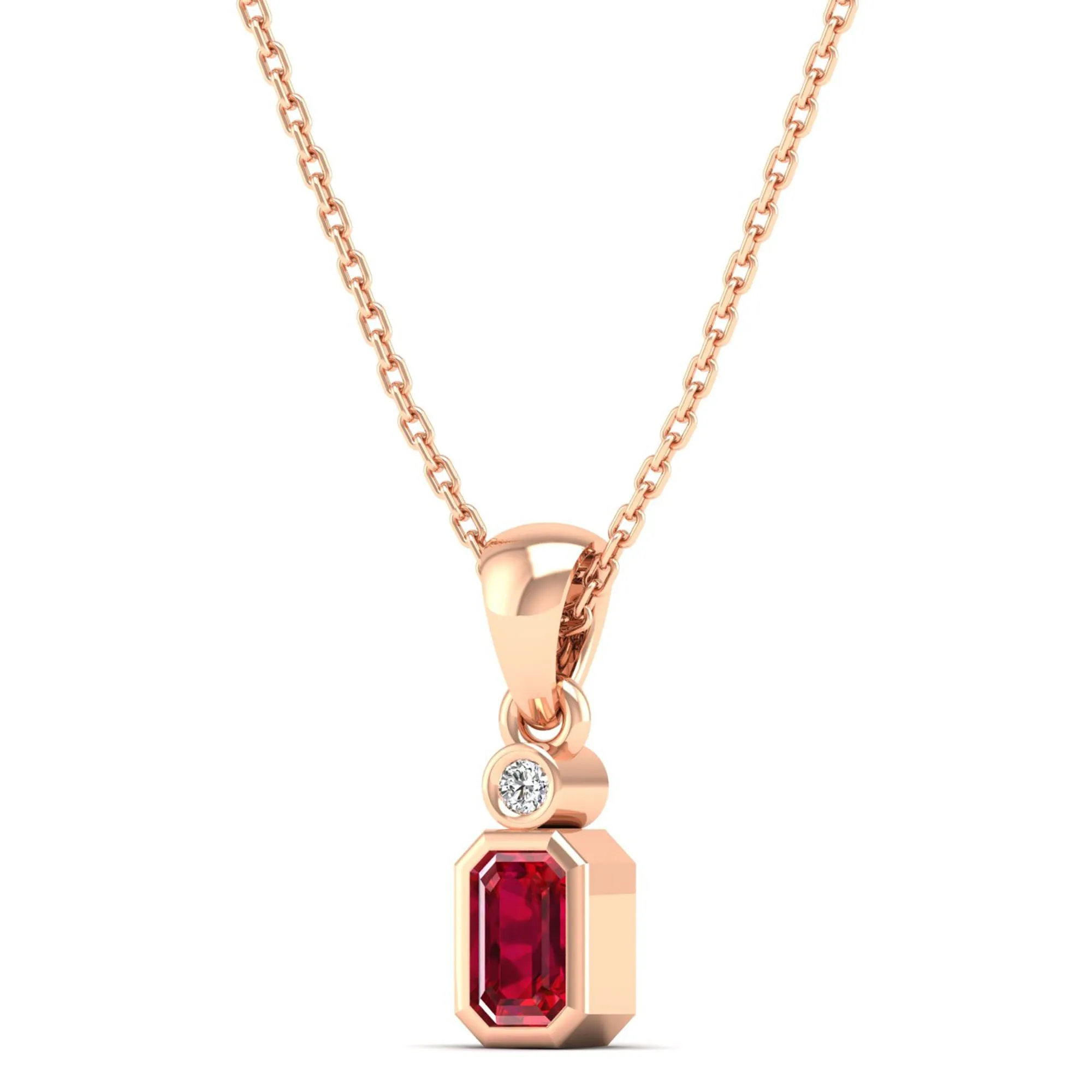 Bezel-Set Ruby and Diamond Petite Pendant