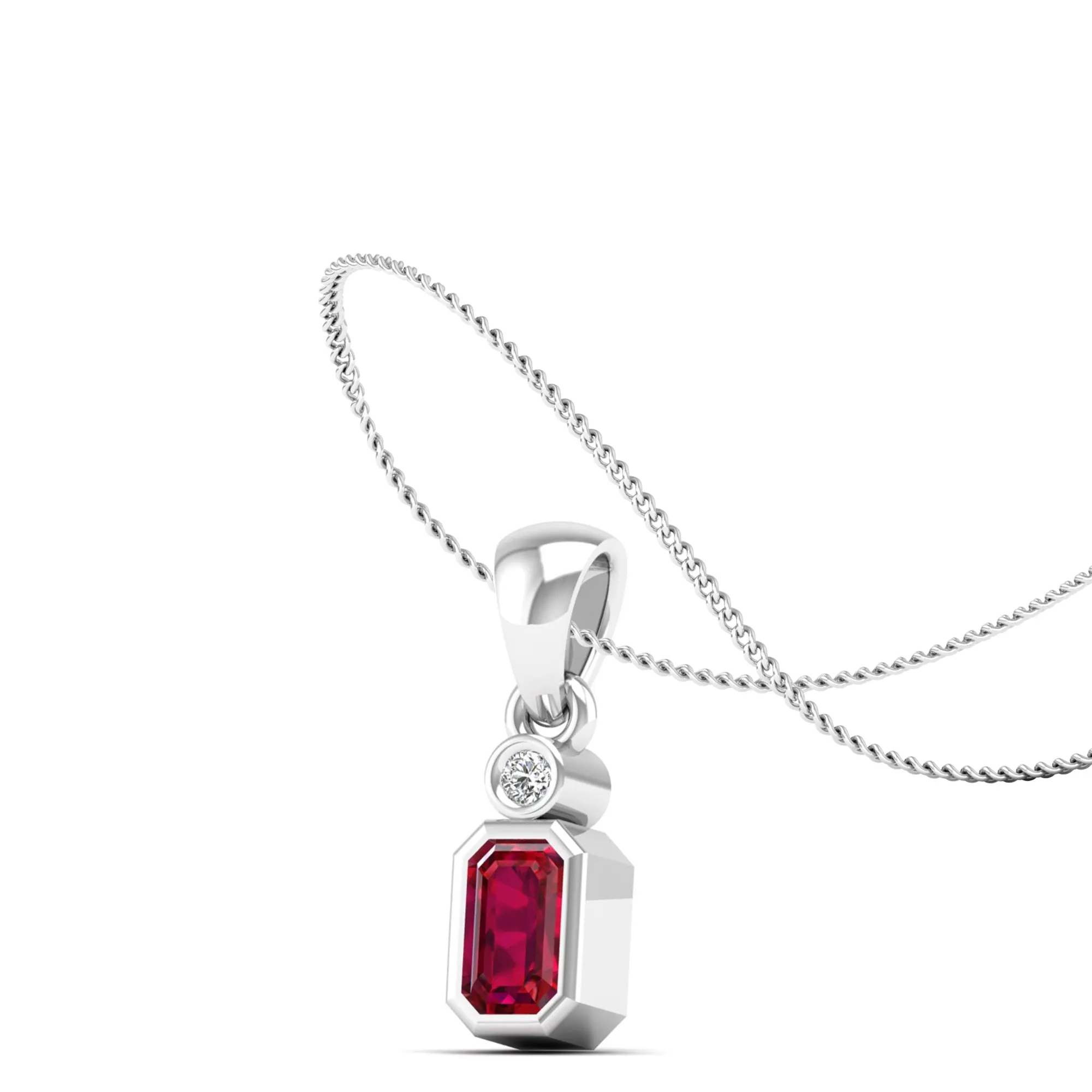 Bezel-Set Ruby and Diamond Petite Pendant