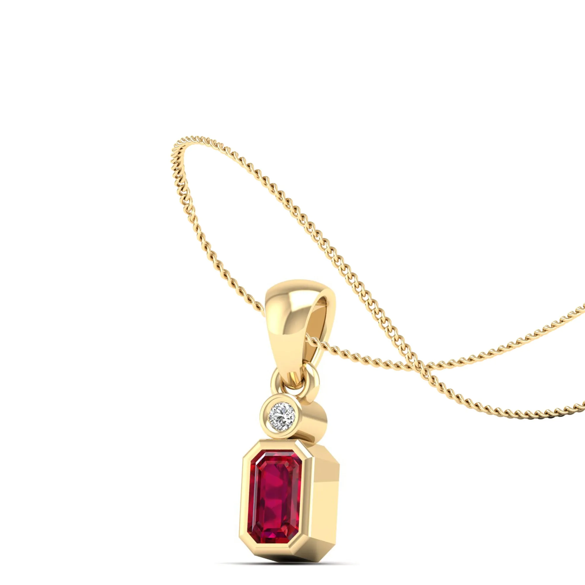 Bezel-Set Ruby and Diamond Petite Pendant