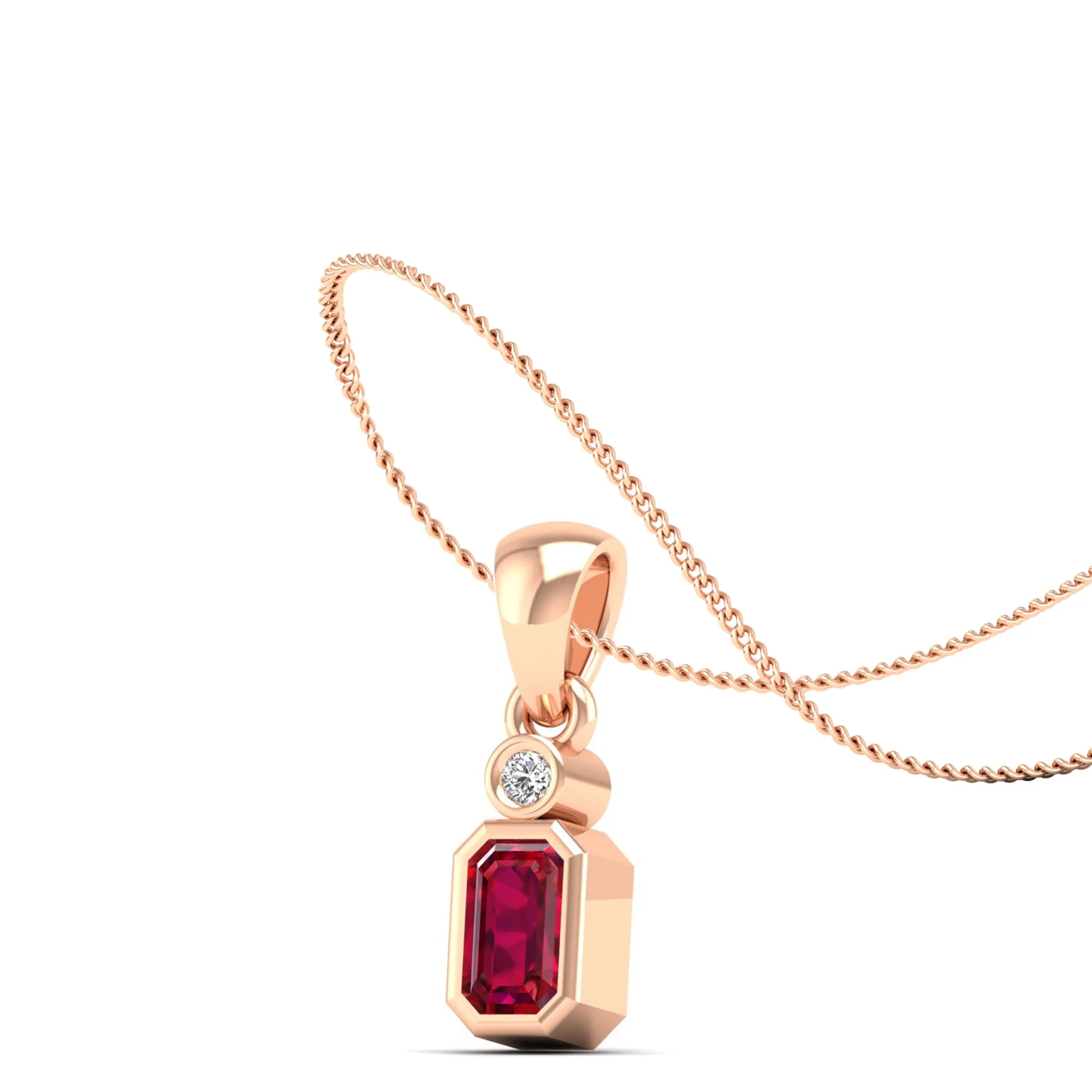 Bezel-Set Ruby and Diamond Petite Pendant
