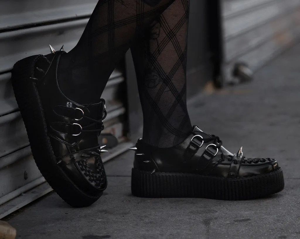 Black Leather Spike Viva Mondo Creeper