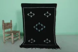 Black Moroccan Handwoven Kilim - 3 FT X 4.8 FT | Artisan Decor
