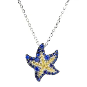 Blue and Yellow Sapphire Starfish Necklace