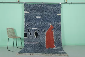 Blue Azilal Rug – 5.2 x 8.3 ft | Handwoven Moroccan Art