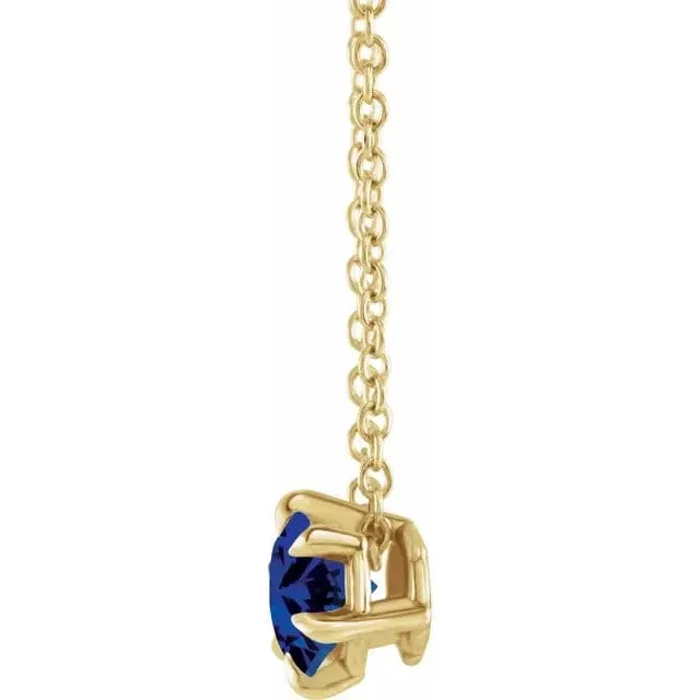 Blue Sapphire Solitaire September Birthstone Necklace - Special Order
