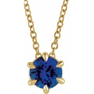 Blue Sapphire Solitaire September Birthstone Necklace - Special Order