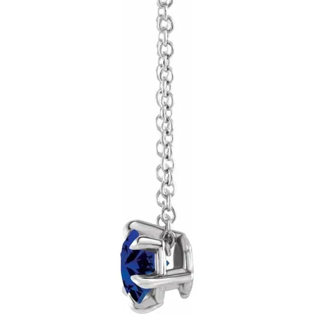 Blue Sapphire Solitaire September Birthstone Necklace - Special Order
