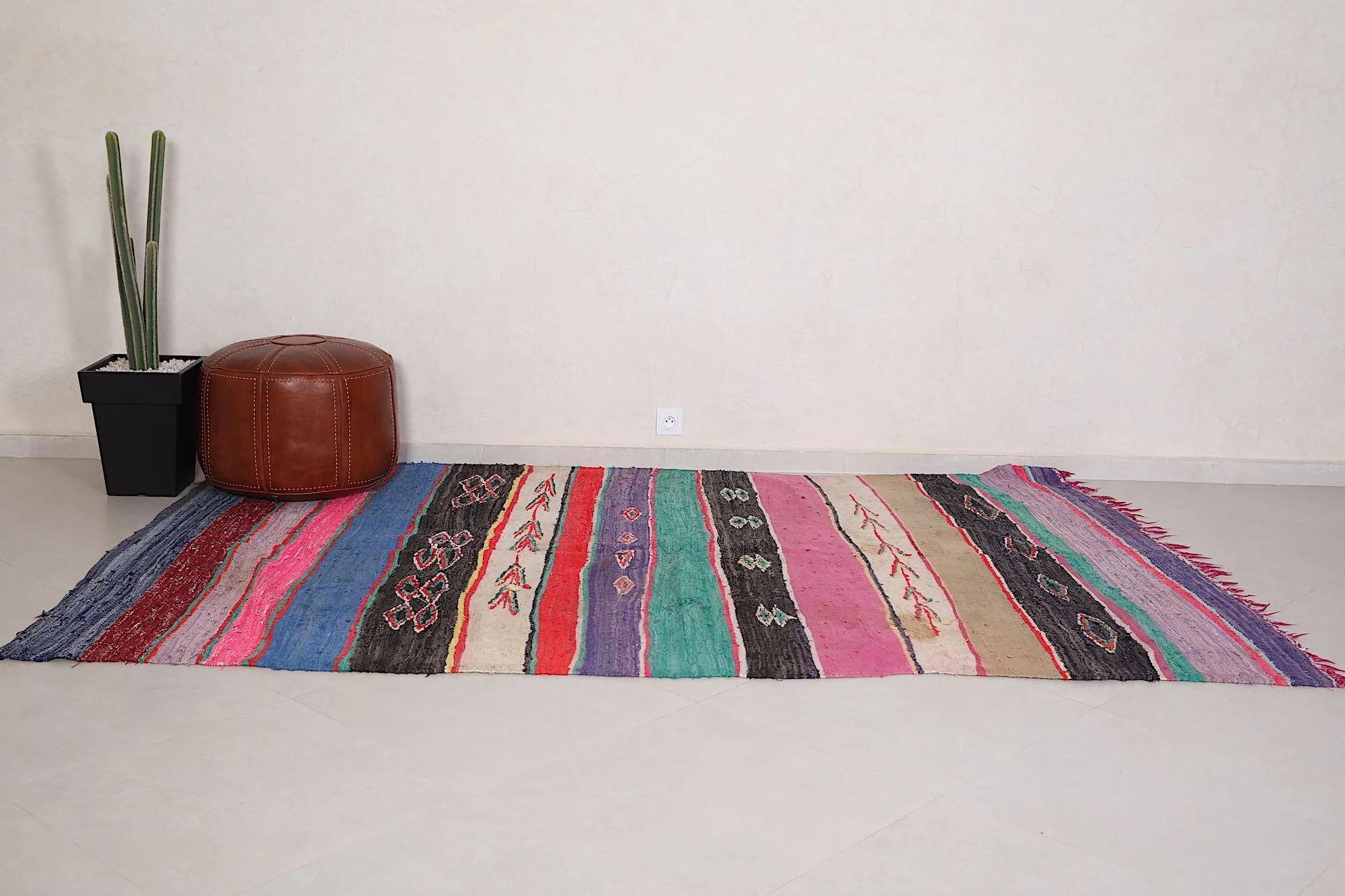 Boucherouite Moroccan Kilim - 5.9 FT X 9.6 FT | Vibrant Handmade Rug