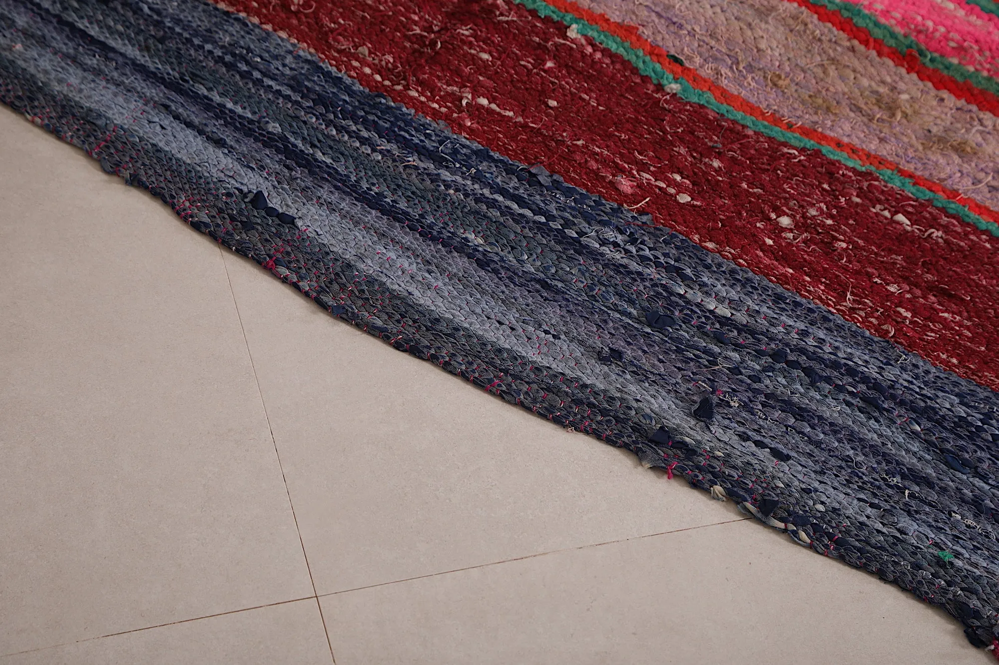 Boucherouite Moroccan Kilim - 5.9 FT X 9.6 FT | Vibrant Handmade Rug