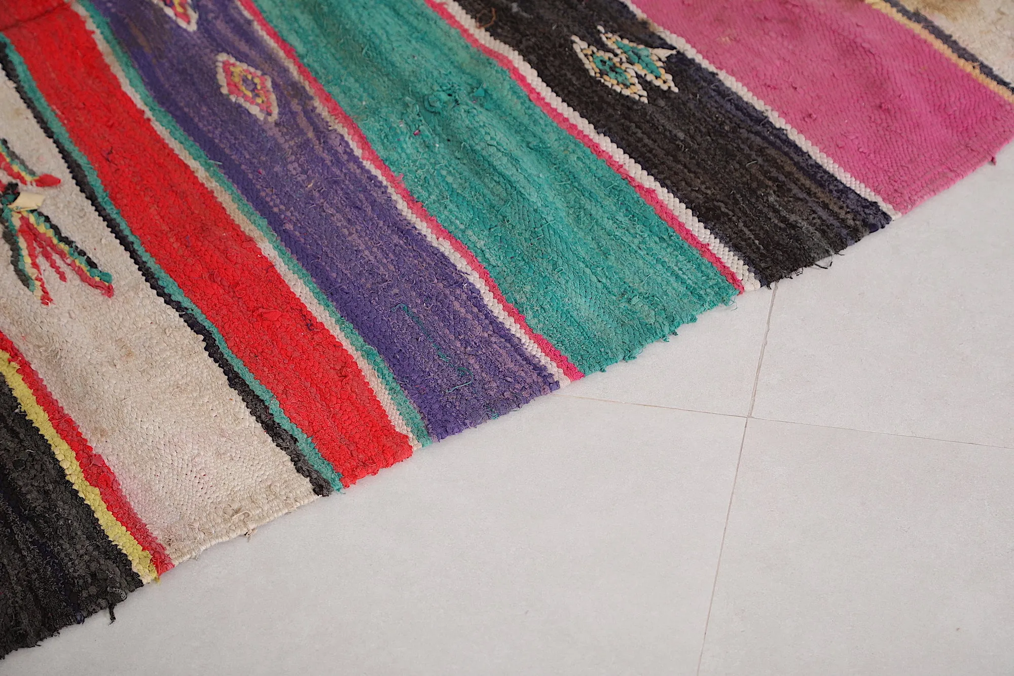 Boucherouite Moroccan Kilim - 5.9 FT X 9.6 FT | Vibrant Handmade Rug