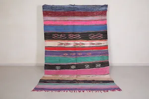 Boucherouite Moroccan Kilim - 5.9 FT X 9.6 FT | Vibrant Handmade Rug
