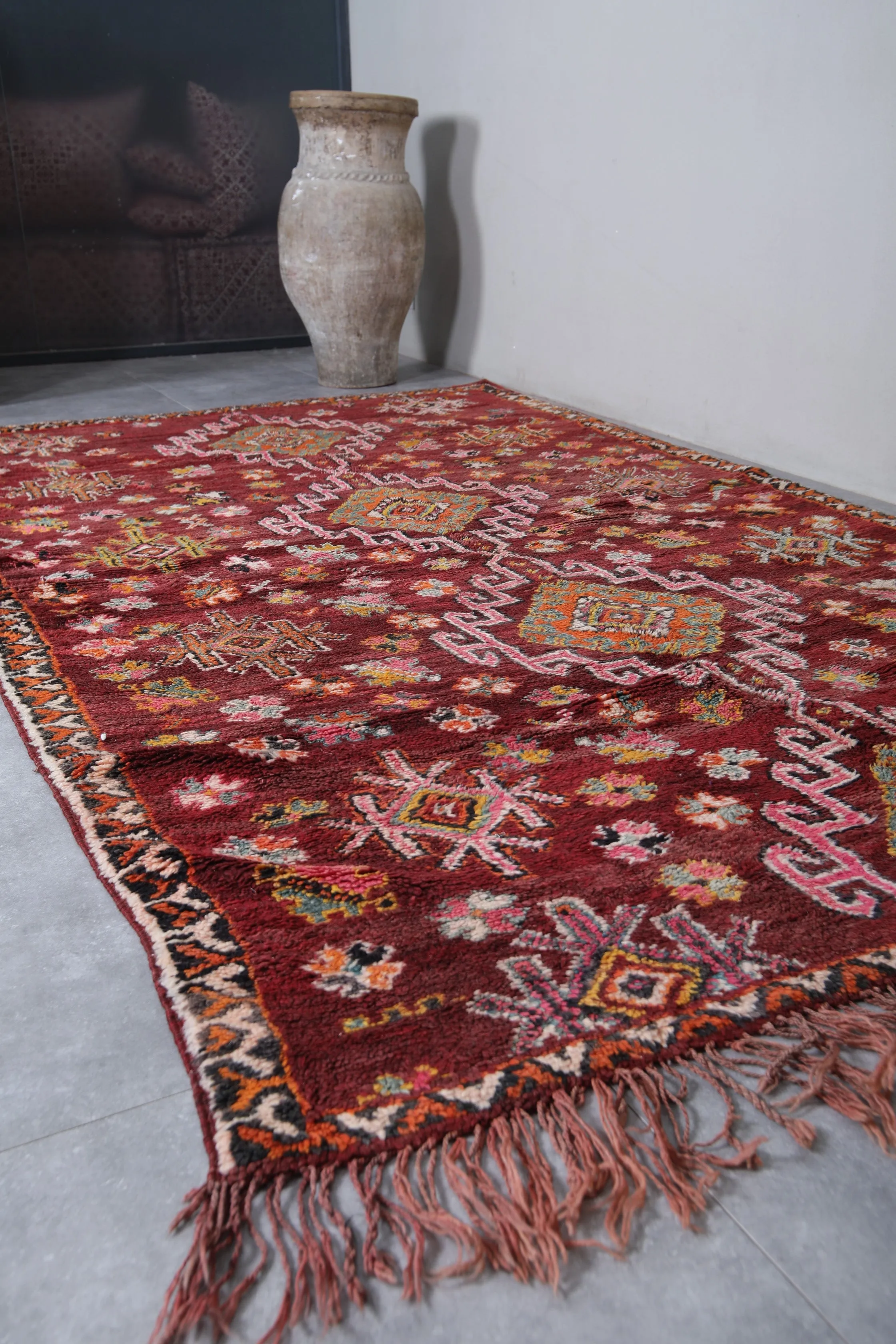 Boujaad Moroccan Rug - 6.3 x 10.7 Feet Handmade Vintage Area Rug