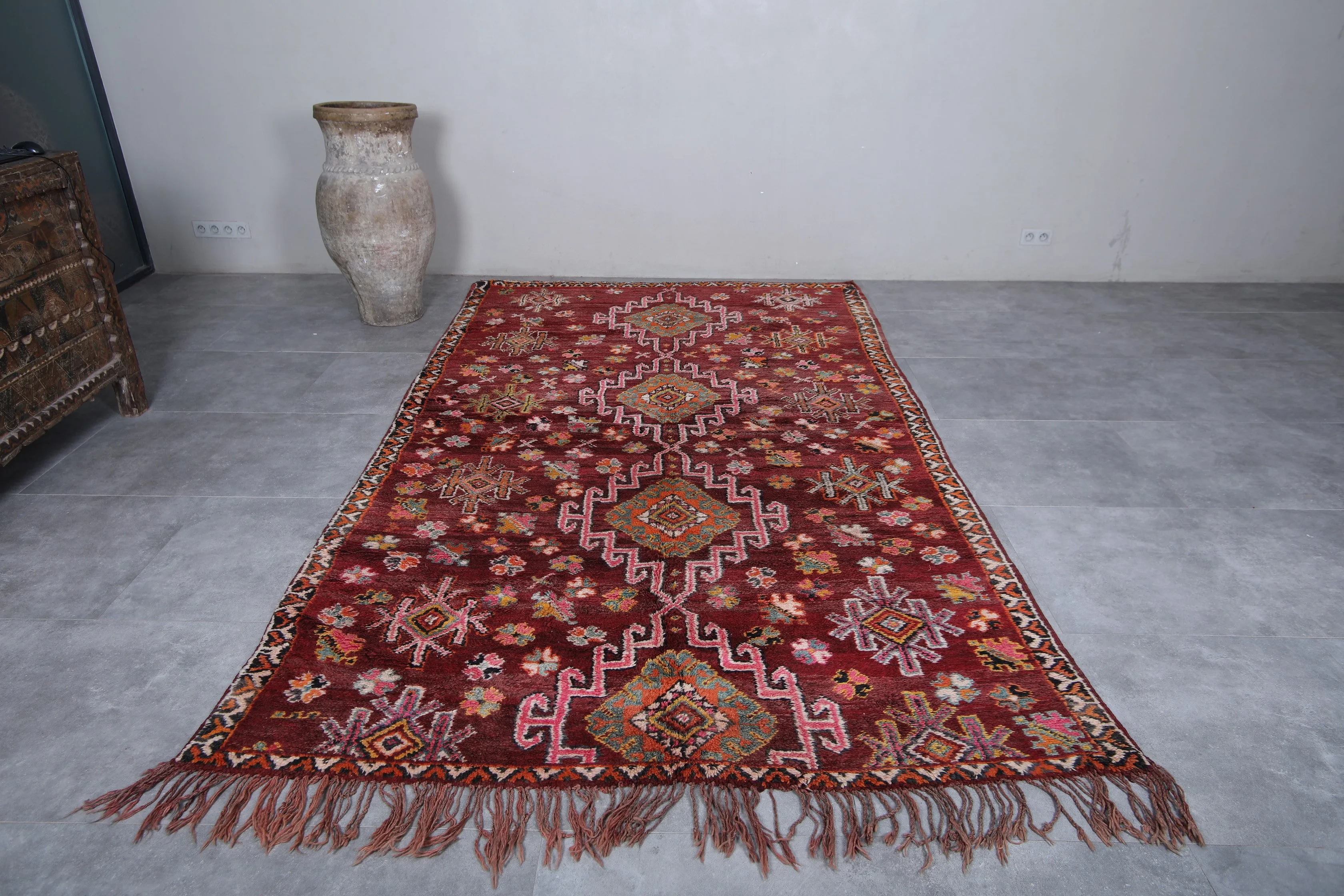 Boujaad Moroccan Rug - 6.3 x 10.7 Feet Handmade Vintage Area Rug