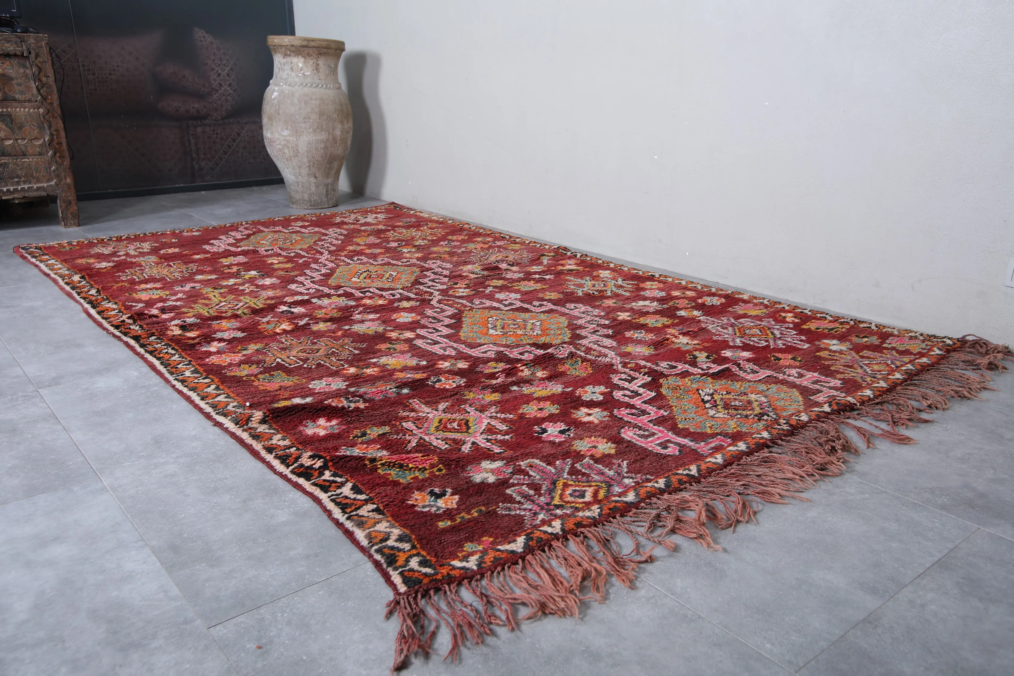 Boujaad Moroccan Rug - 6.3 x 10.7 Feet Handmade Vintage Area Rug
