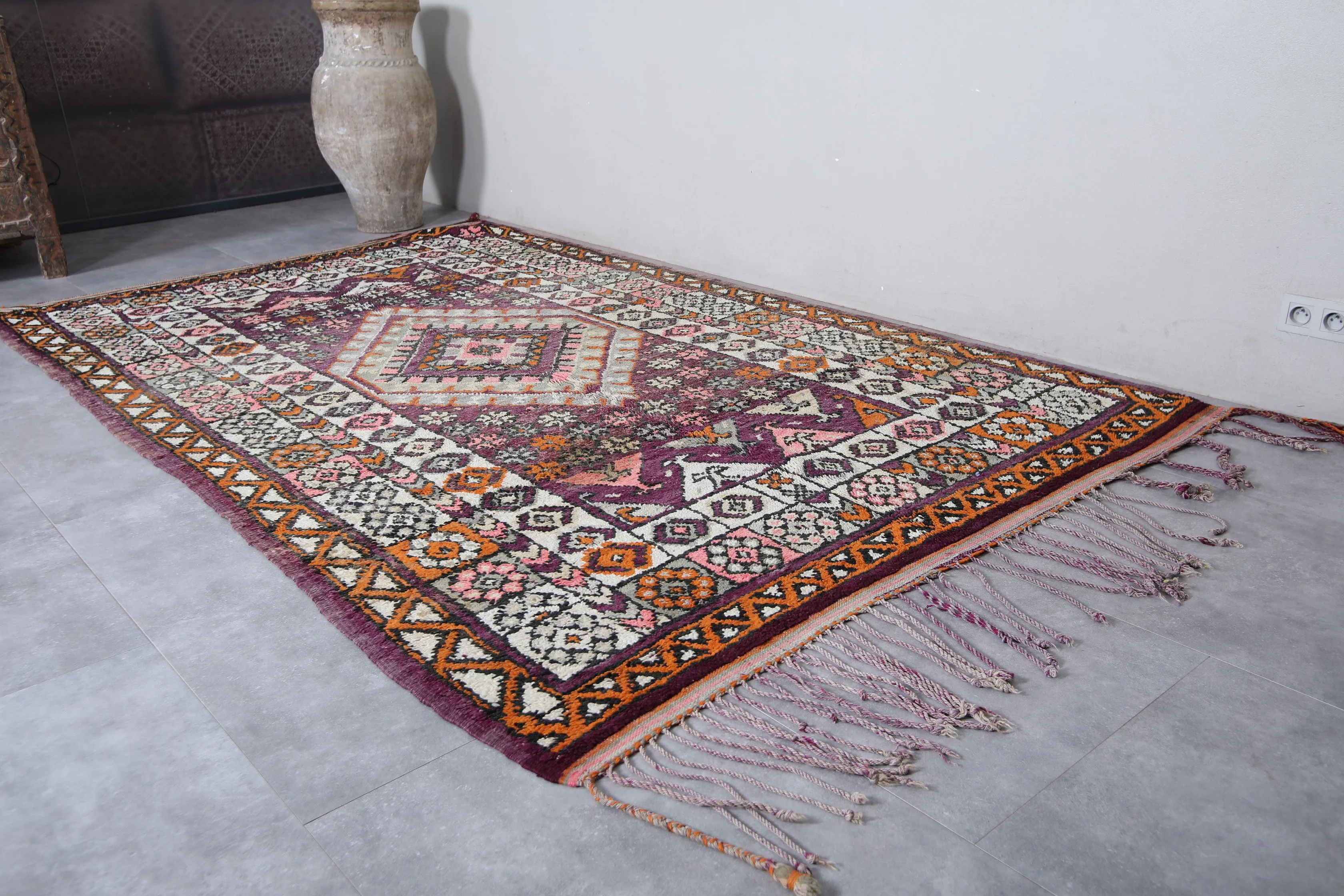 Boujaad Moroccan Rug 6.5 x 11 Feet – Handmade Vintage Wool Carpet