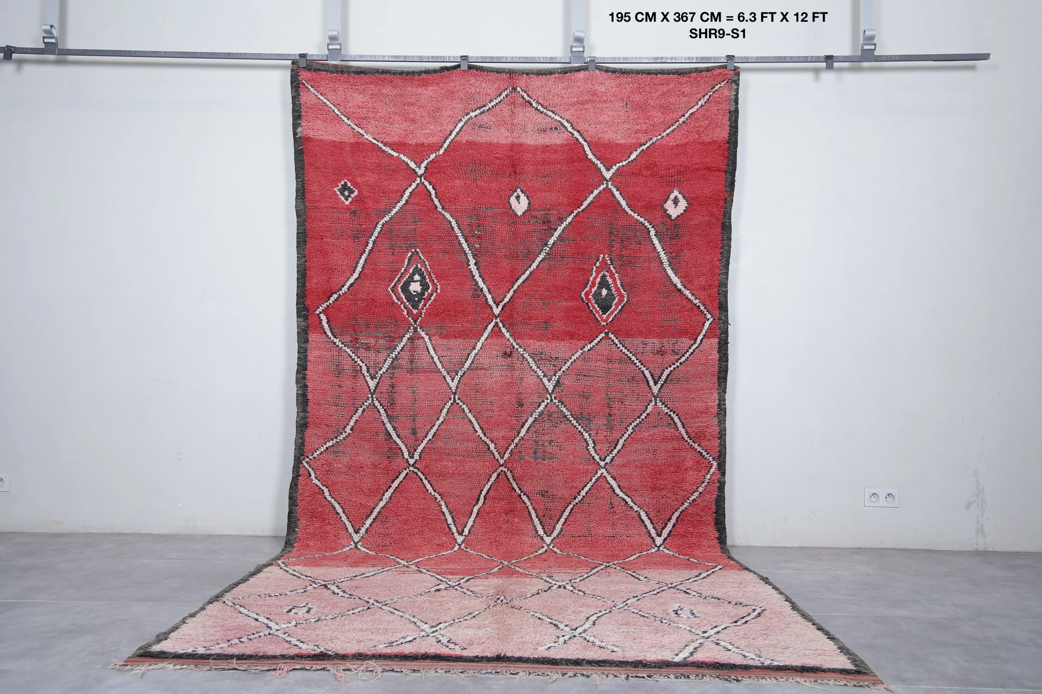 Boujaad Moroccan Rug with Diamond Patterns - 6.3 x 12 Feet