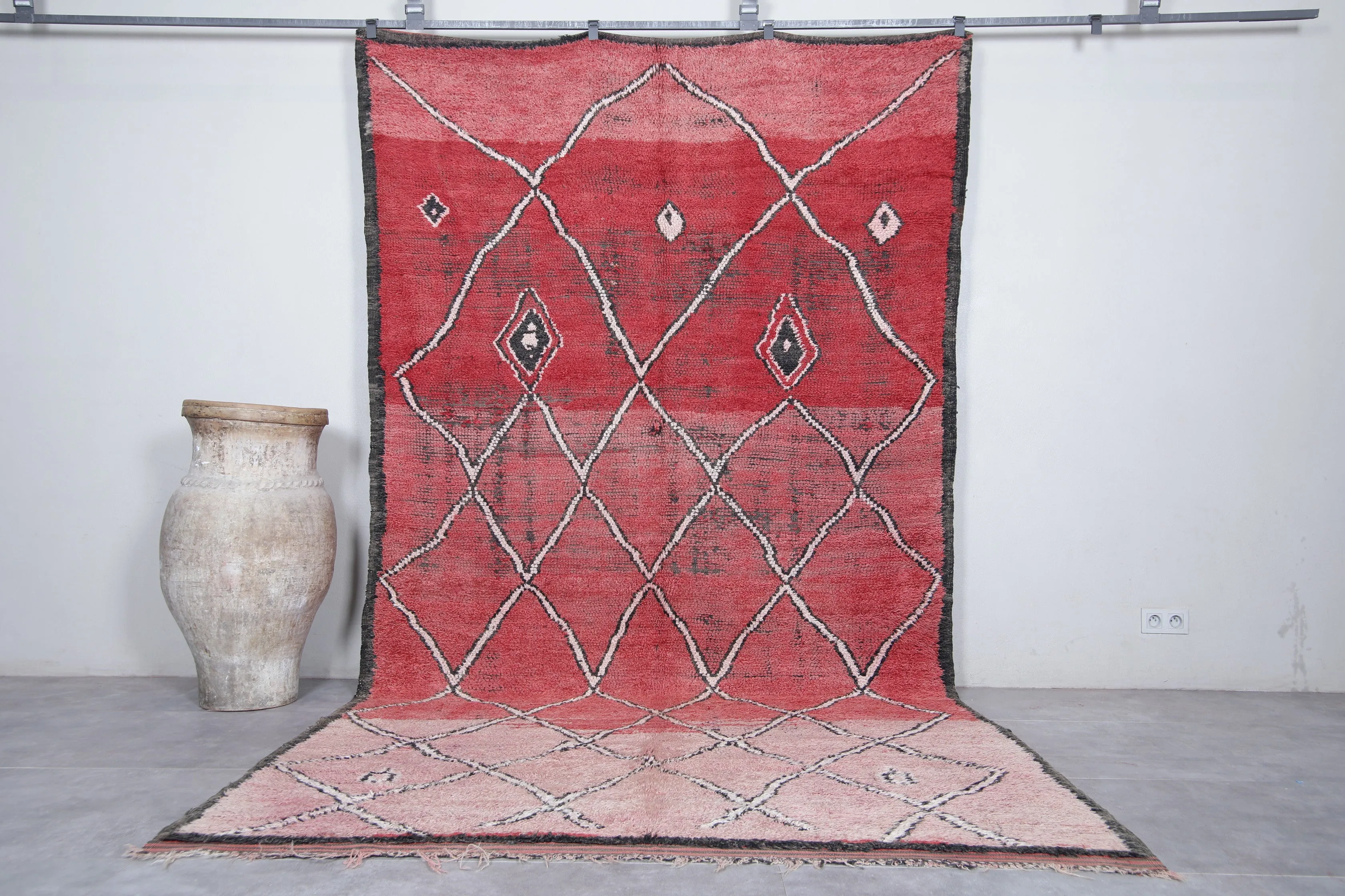 Boujaad Moroccan Rug with Diamond Patterns - 6.3 x 12 Feet