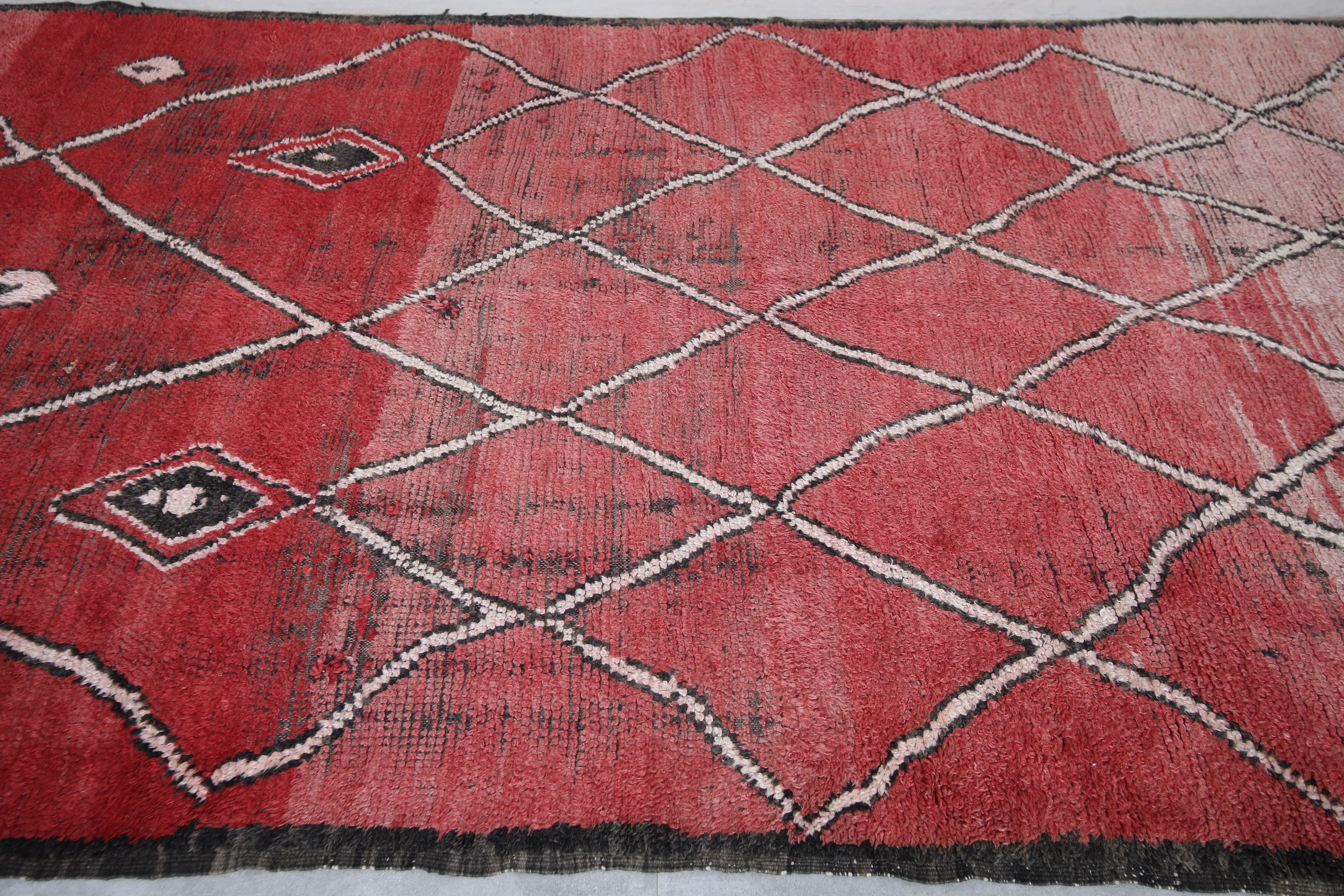 Boujaad Moroccan Rug with Diamond Patterns - 6.3 x 12 Feet