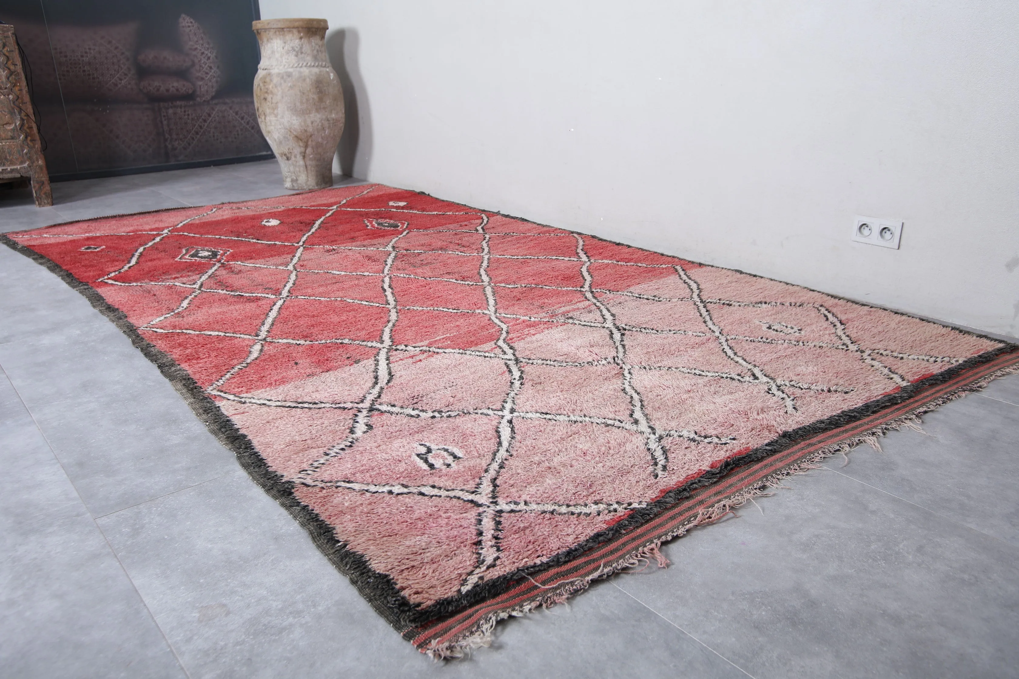 Boujaad Moroccan Rug with Diamond Patterns - 6.3 x 12 Feet