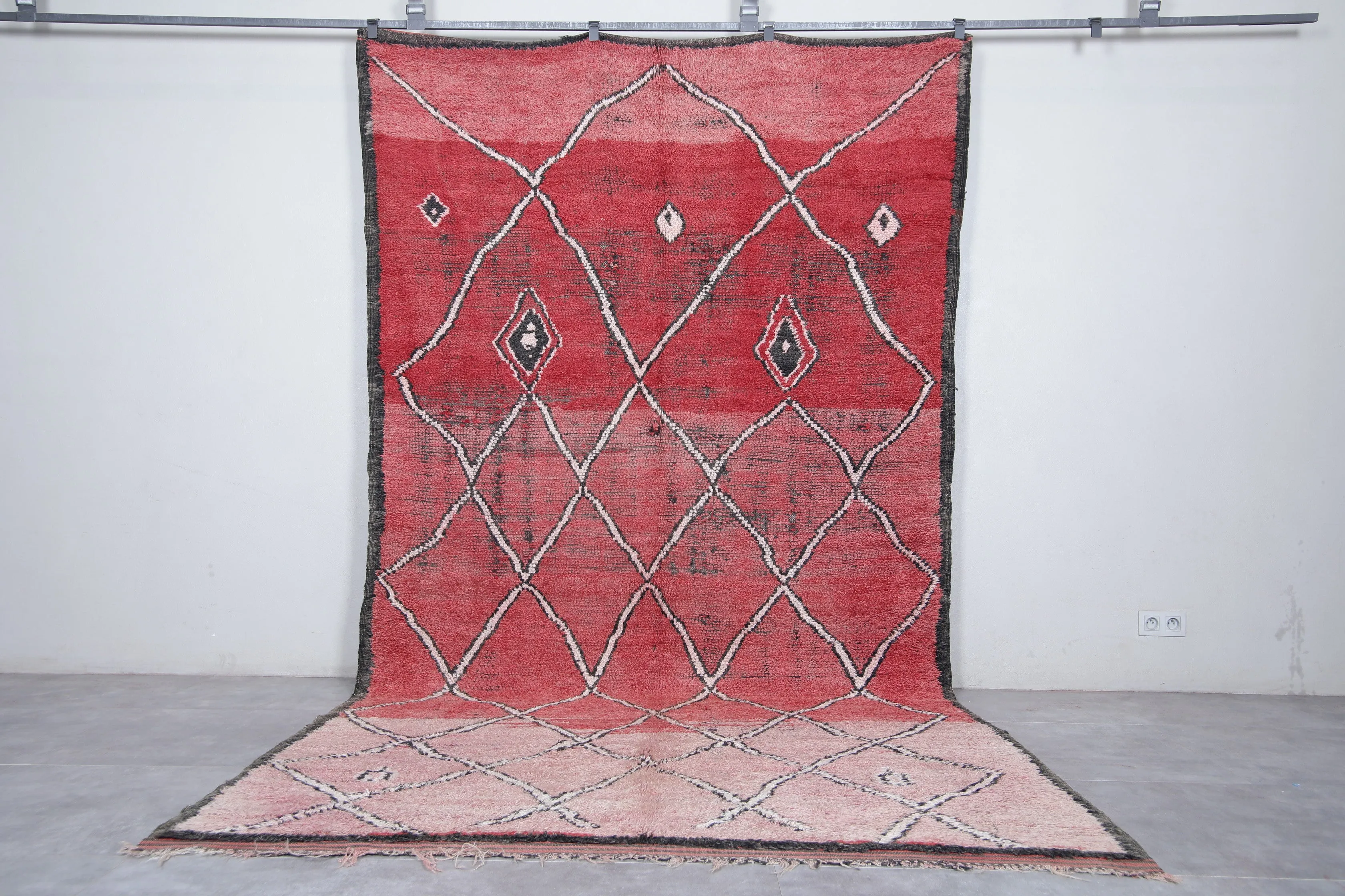 Boujaad Moroccan Rug with Diamond Patterns - 6.3 x 12 Feet