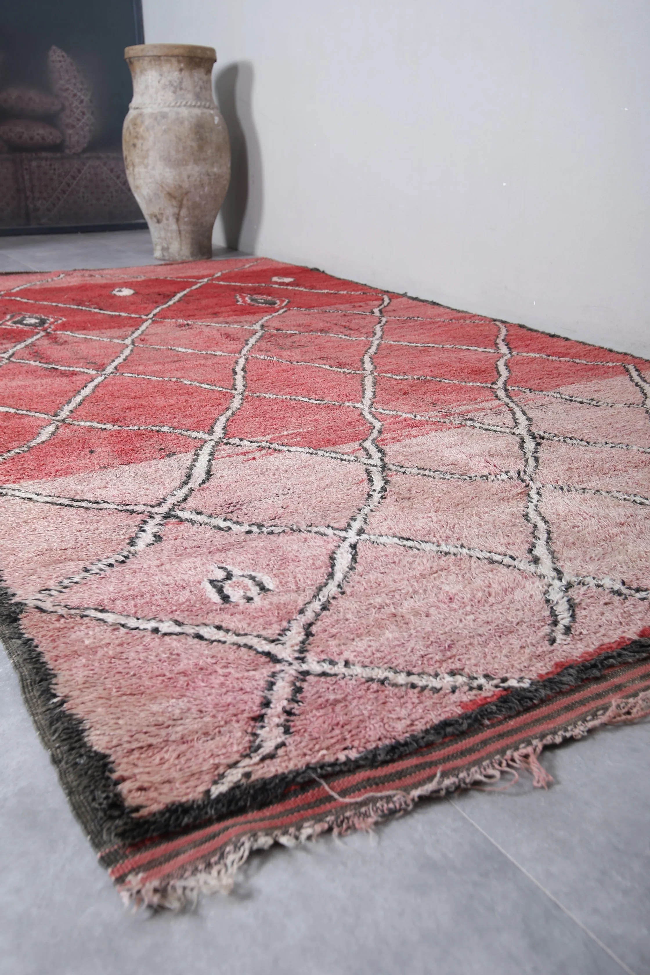 Boujaad Moroccan Rug with Diamond Patterns - 6.3 x 12 Feet