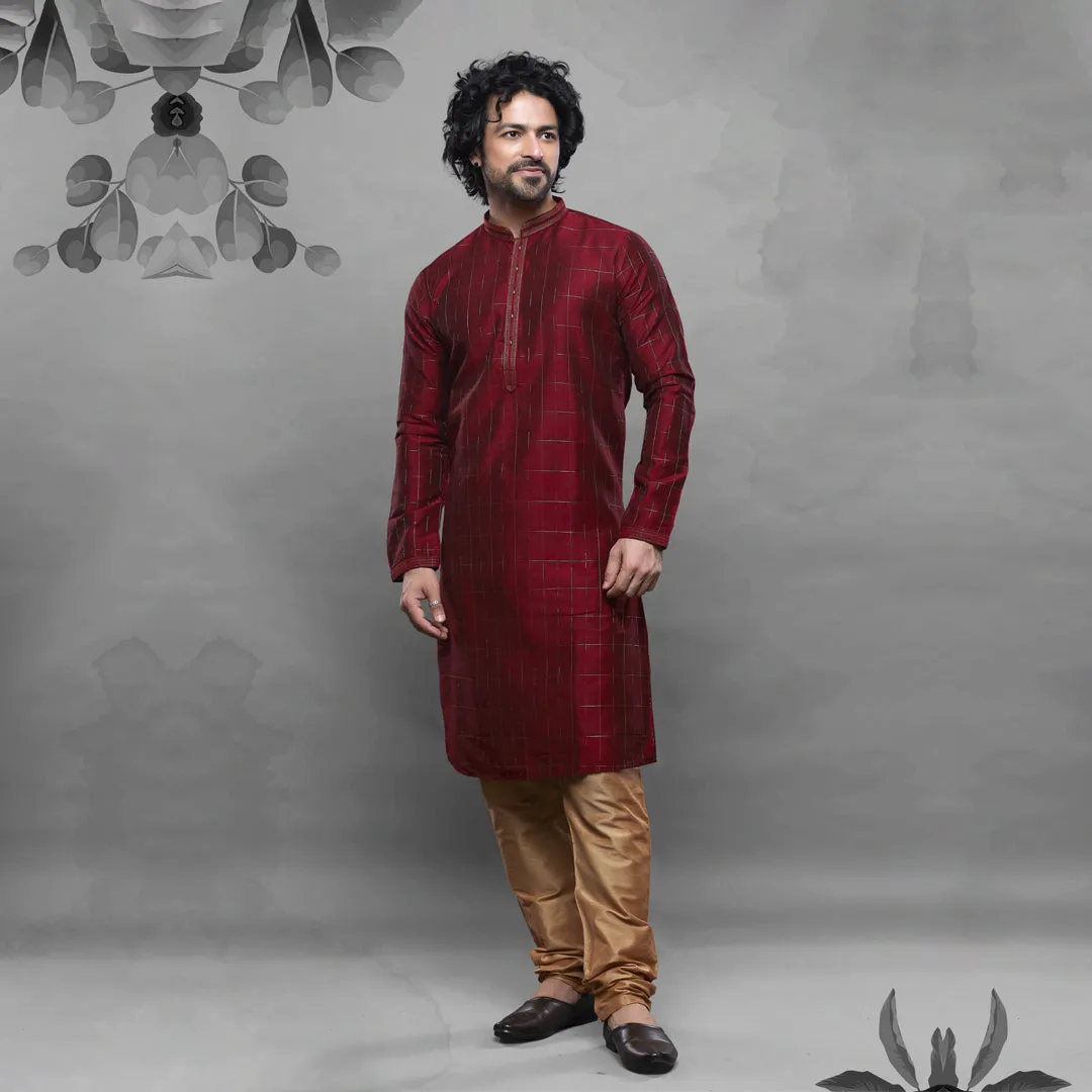 Burnished Ruby Rich Maroon Kurta.