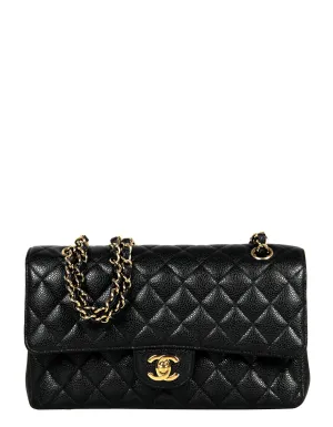 Chanel Black Caviar Medium Double Flap Classic GHW