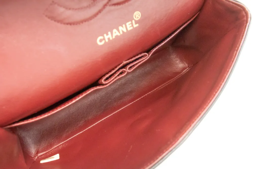 CHANEL Classic Double Flap 10" Chain Shoulder Bag Black Lambskin m68