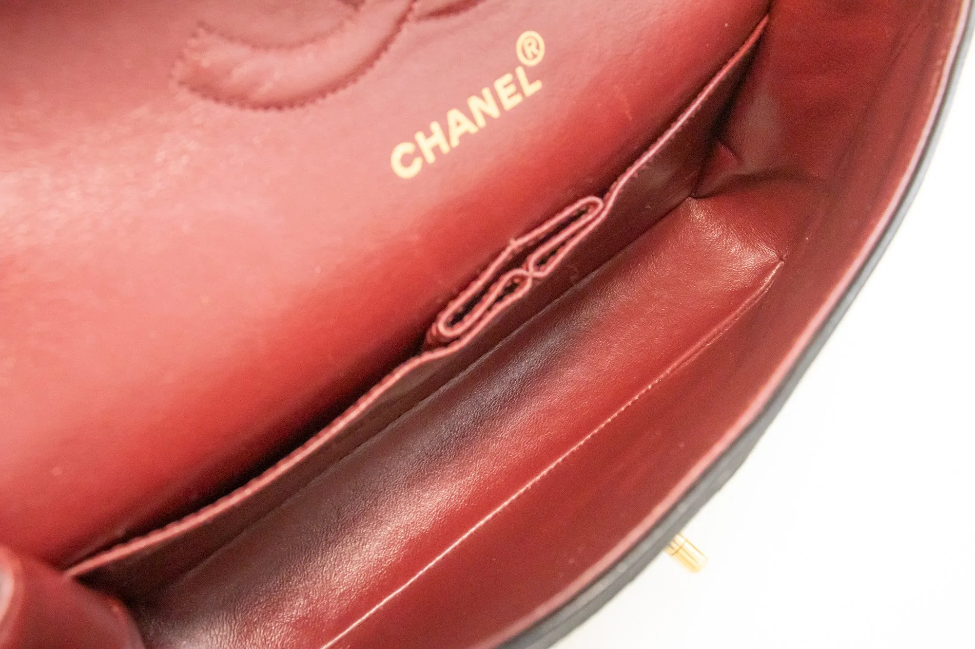 CHANEL Classic Double Flap 10" Chain Shoulder Bag Black Lambskin m68