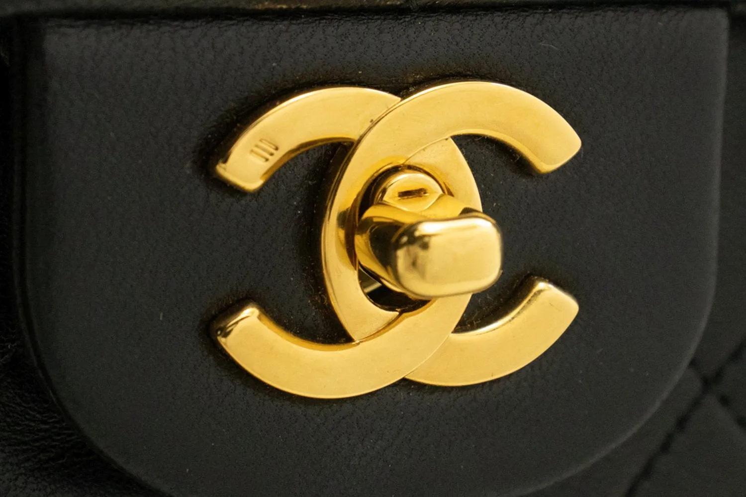 CHANEL Classic Double Flap 10" Chain Shoulder Bag Black Lambskin m68