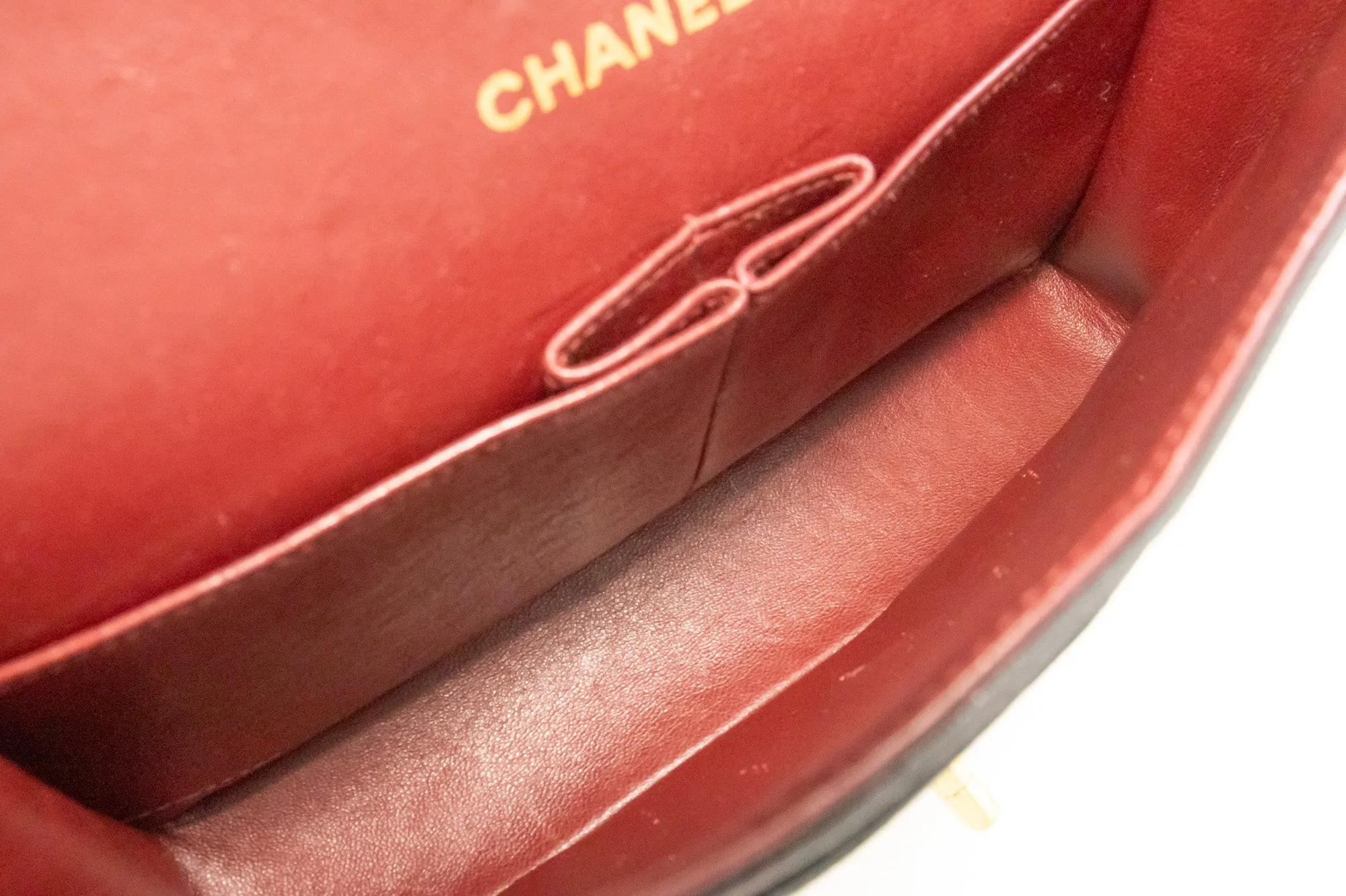 CHANEL Classic Double Flap 10" Chain Shoulder Bag Black Lambskin m84