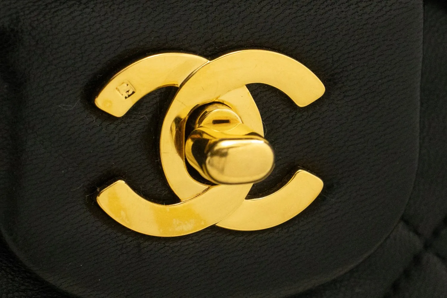 CHANEL Classic Double Flap 10" Chain Shoulder Bag Black Lambskin m84