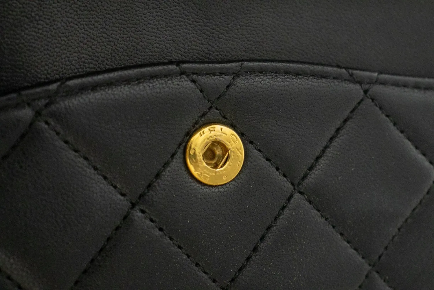 CHANEL Classic Double Flap 10" Chain Shoulder Bag Black Lambskin n09