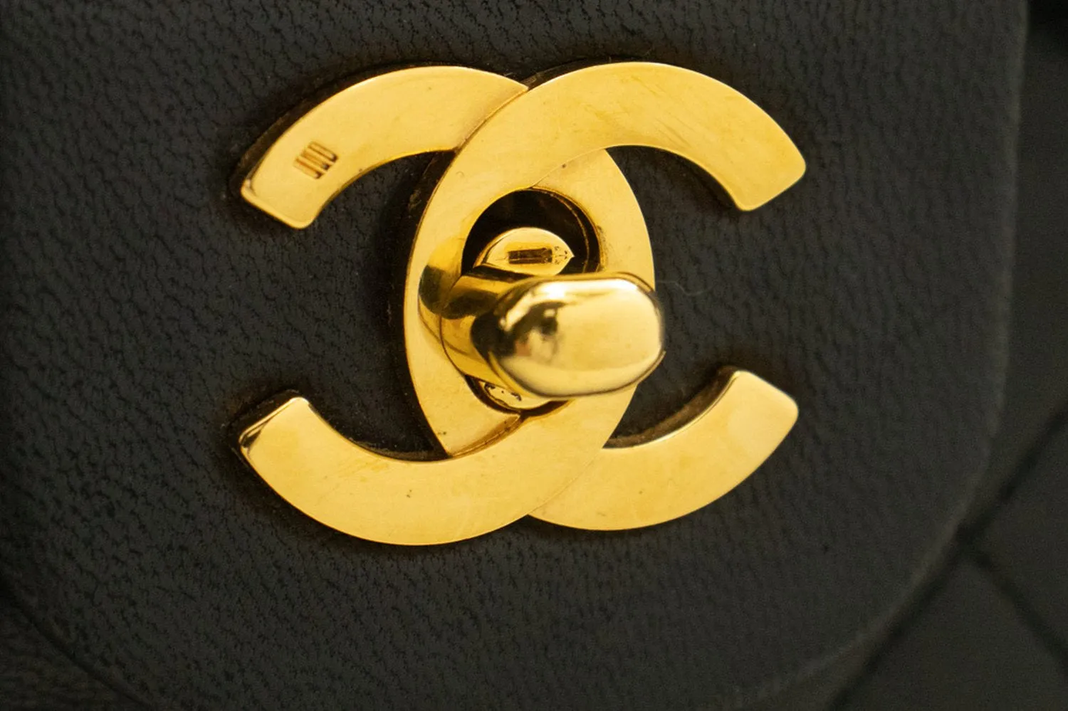 CHANEL Classic Double Flap 10" Chain Shoulder Bag Black Lambskin n09