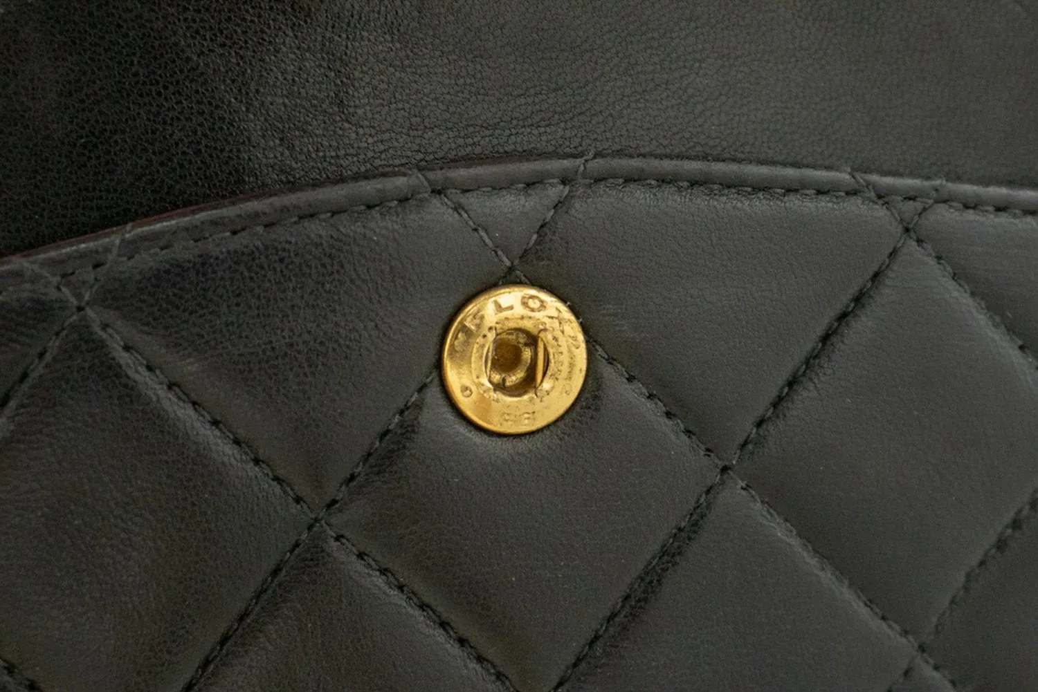 CHANEL Classic Double Flap 10" Chain Shoulder Bag Black Lambskin n34