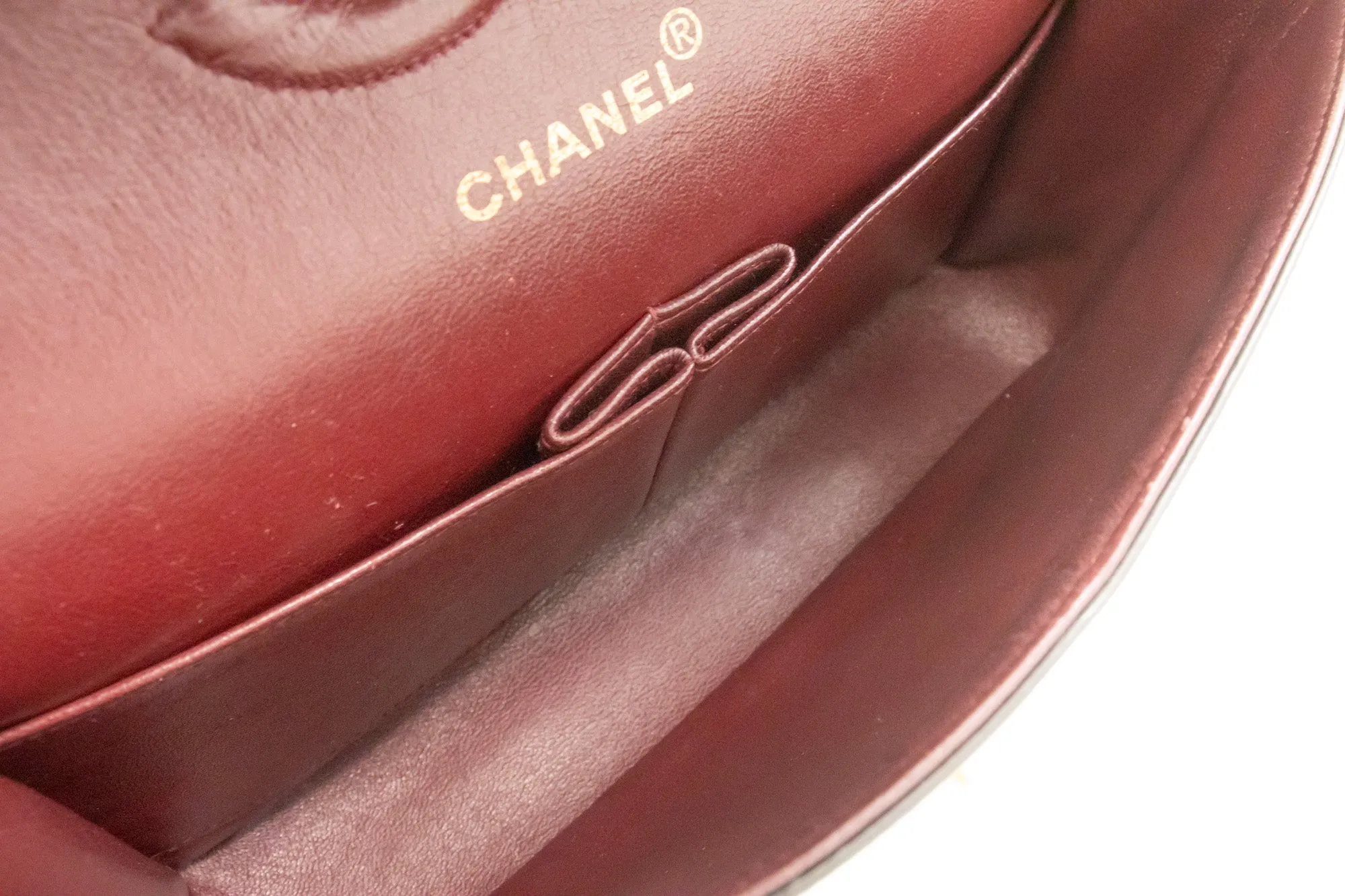 CHANEL Classic Double Flap 10" Chain Shoulder Bag Black Lambskin n34