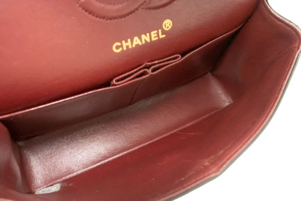 CHANEL Classic Double Flap 9" Chain Shoulder Bag Black Lambskin p43