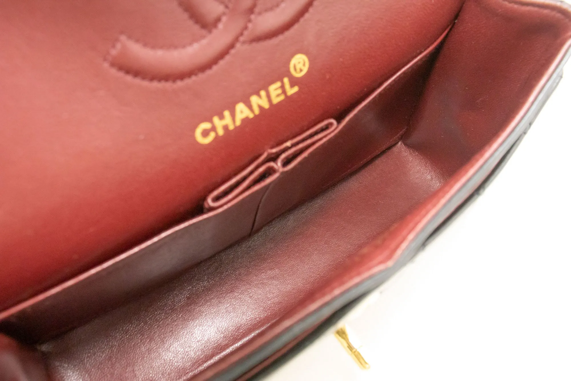 CHANEL Classic Double Flap 9" Chain Shoulder Bag Black Lambskin p43
