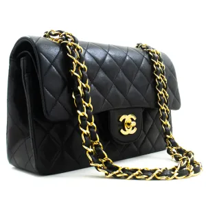 CHANEL Classic Double Flap 9" Chain Shoulder Bag Black Lambskin p51