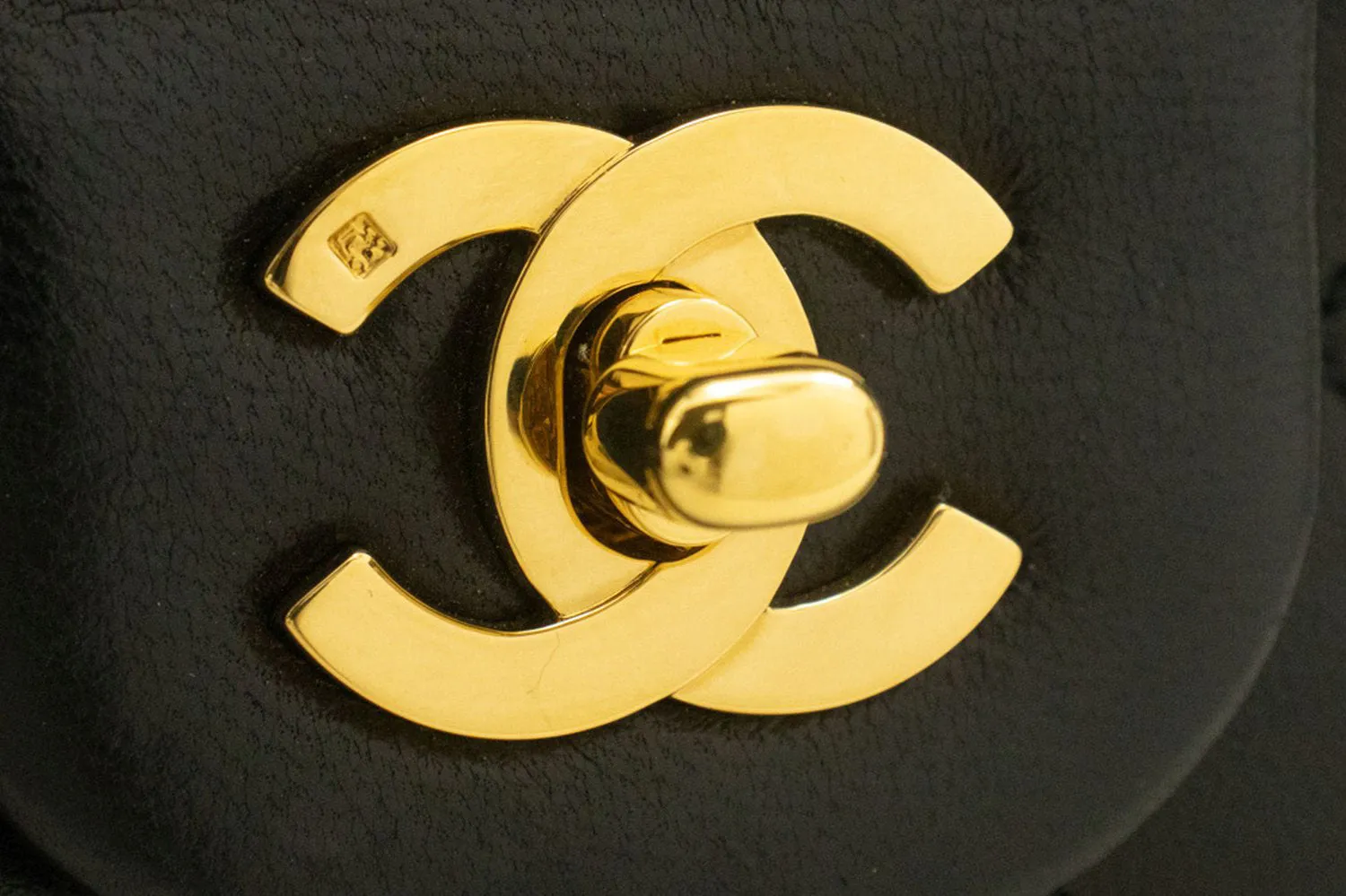 CHANEL Classic Double Flap 9" Chain Shoulder Bag Black Lambskin p51